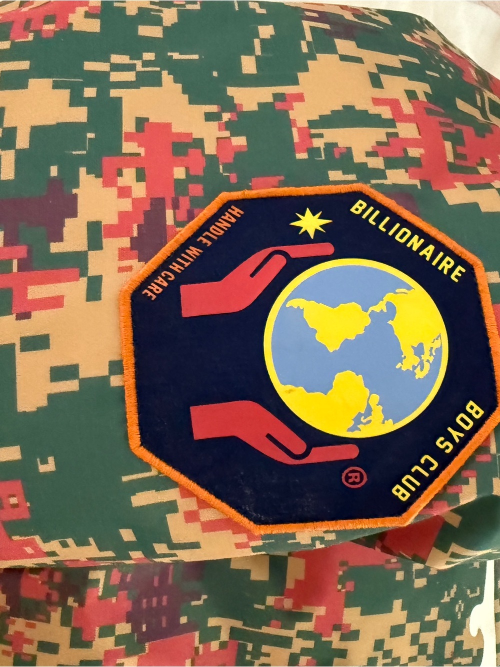 Billionaire Boys Club Green, Pink and Tan Digital Camo Jacket with Navy Patch - Picture 4 of 7